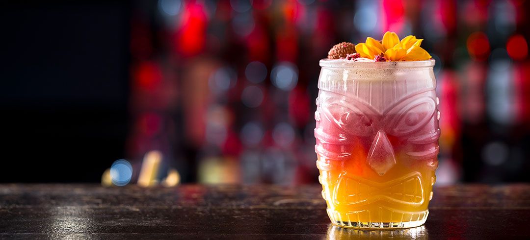 Tiki Cocktail on Bar